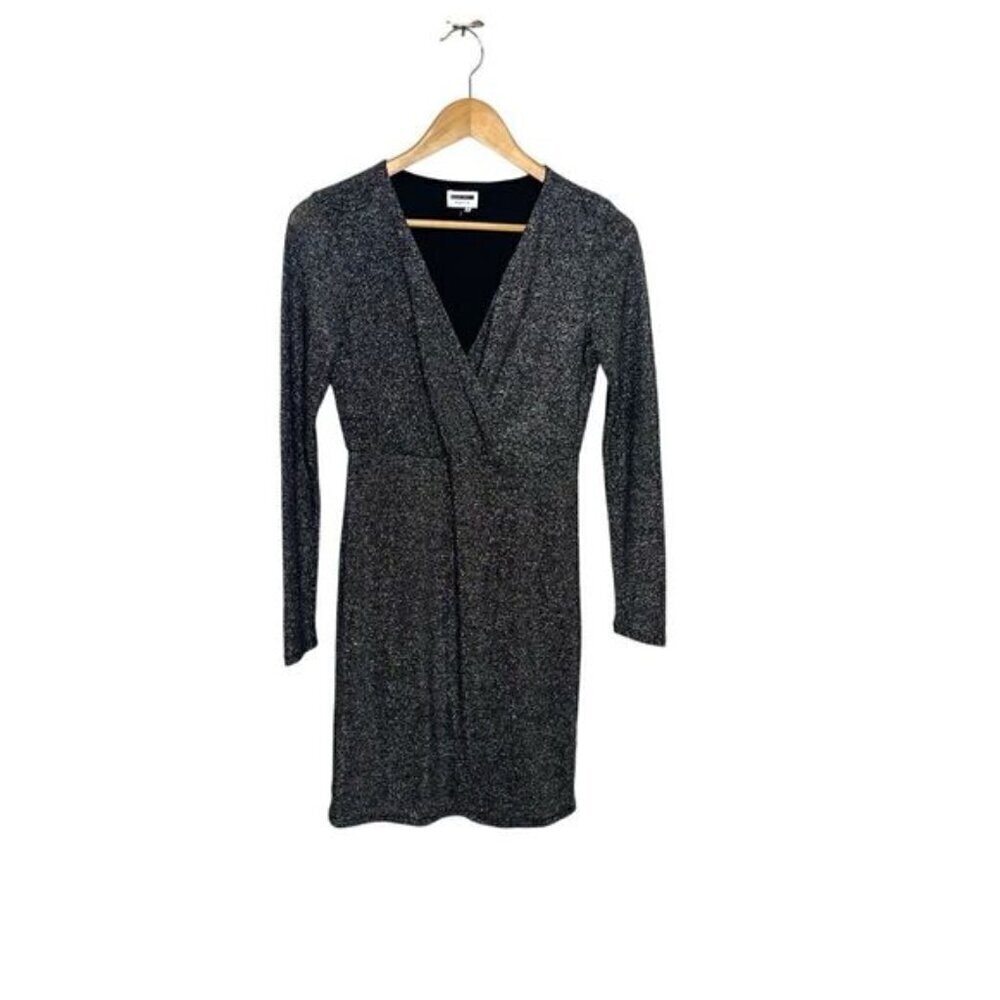 Noisy May Women's Silver Glitter Wrap Style Party Dress Small Black Size Small